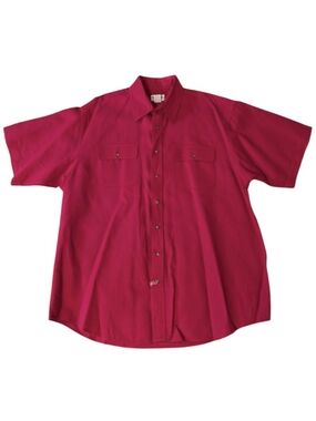 VTG Windridge Red Full Button Flap Top Pockets SS Casual Work Shirt Men's XLT*